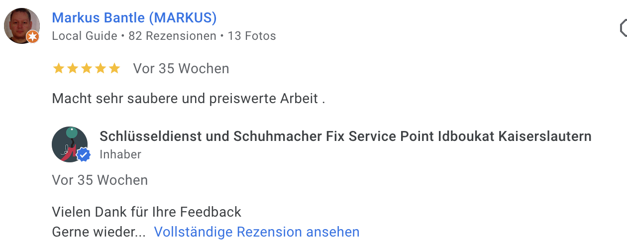 Bewertung Markus